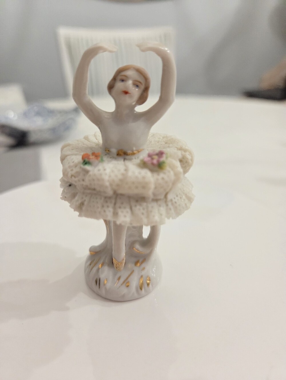 Vtg Dresden-Style Porcelain Ballerina 3" Figurine Made In Germany